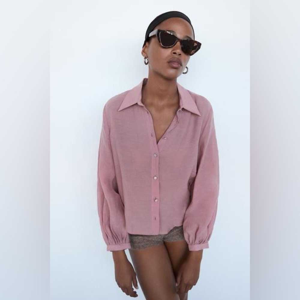 Zara SHIRT WITH JEWEL BUTTONS